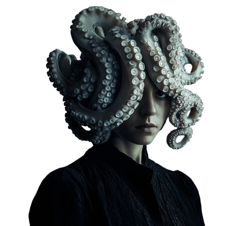 Surreal Octopus Hair Vinyl Car Decal Sticker – Waterproof & UV-Resistant 8"