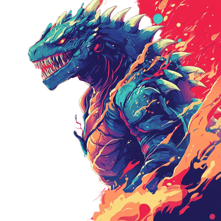 Stylized Kaiju Illustration Vinyl Car Decal Sticker – Waterproof & UV-Resistant 8"