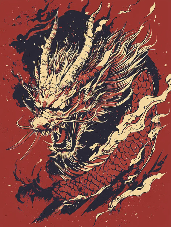 Asian Dragon Illustration V2 Vinyl Car Decal Sticker – Waterproof & UV-Resistant 8"