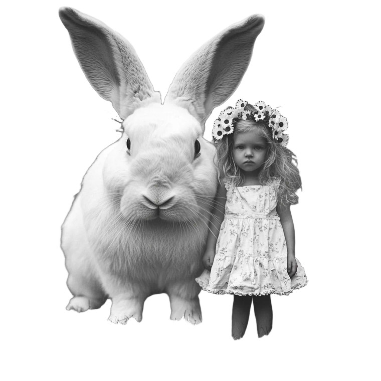 Giant Rabbit & Girl Vinyl Car Decal Sticker – Waterproof & UV-Resistant 8"