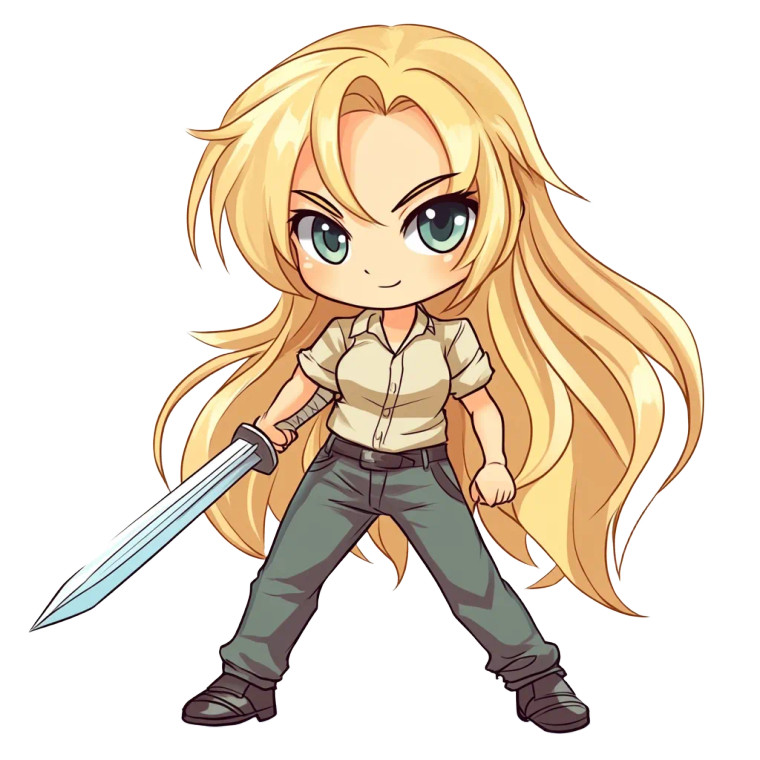 Blonde Warrior Chibi Vinyl Car Decal Sticker – Waterproof & UV-Resistant 8"