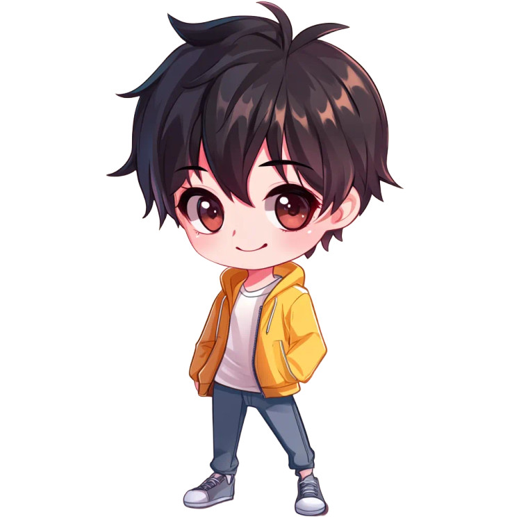 Chibi Male Character Vinyl Car Decal Sticker – Waterproof & UV-Resistant 8"