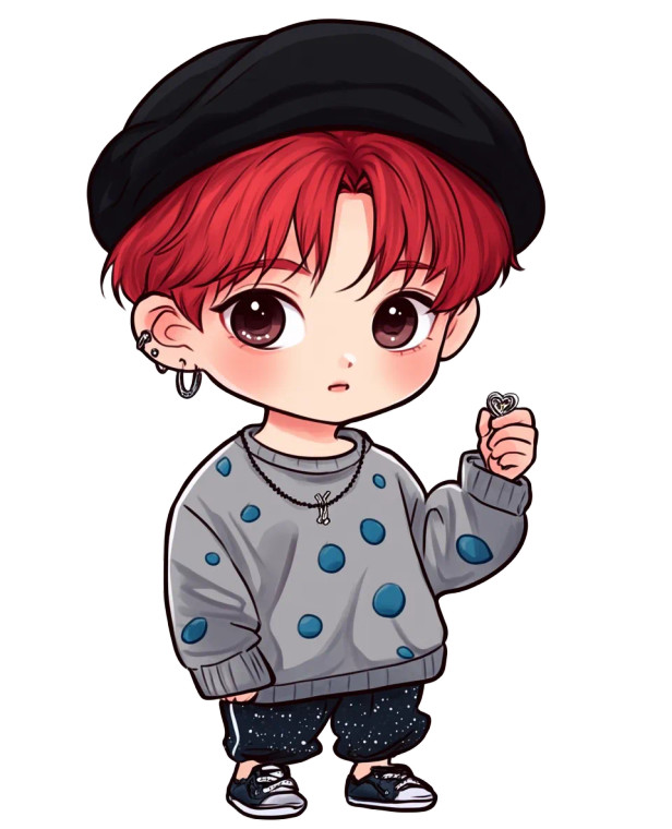 Chibi K-Pop Boy Vinyl Car Decal Sticker – Waterproof & UV-Resistant 8"