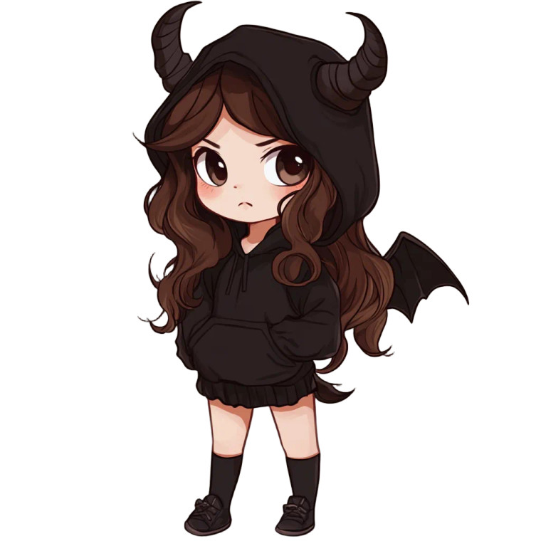 Chibi Demon Girl Vinyl Car Decal Sticker – Waterproof & UV-Resistant 8"