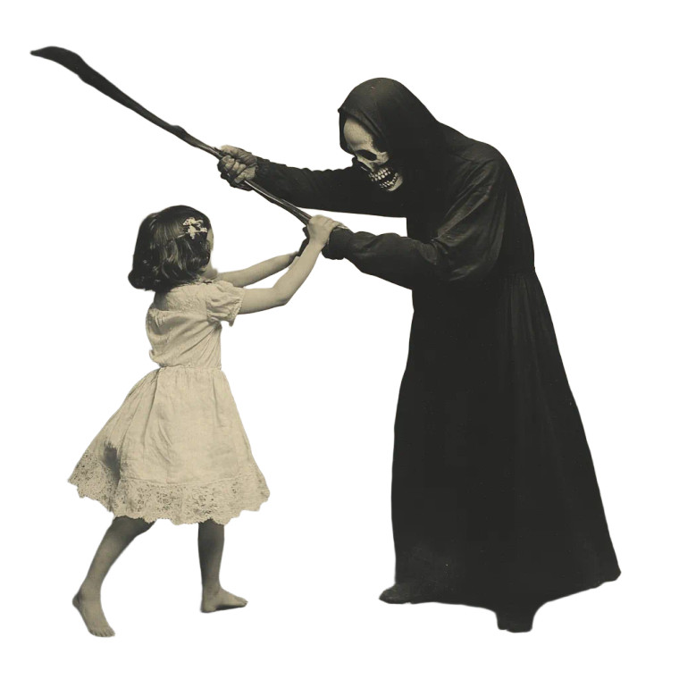 Girl Vs Grim Reaper Vinyl Car Decal Sticker – Waterproof & UV-Resistant 8"