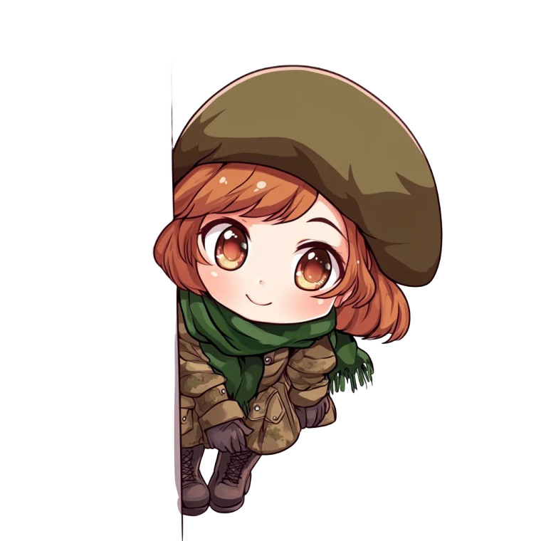 Chibi Military Peek Vinyl Car Decal Sticker – Waterproof & UV-Resistant 8"