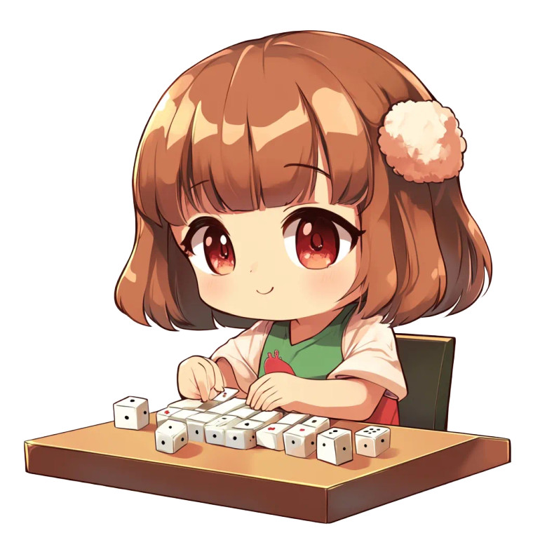 Chibi Mahjong Girl Vinyl Car Decal Sticker – Waterproof & UV-Resistant 8"