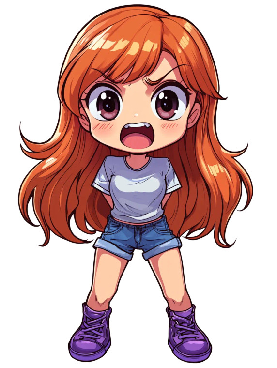 Chibi-Style Girl Vinyl Car Decal Sticker – Waterproof & UV-Resistant 8"