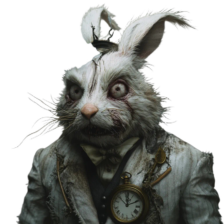 Twisted White Rabbit Vinyl Car Decal Sticker – Waterproof & UV-Resistant 8"