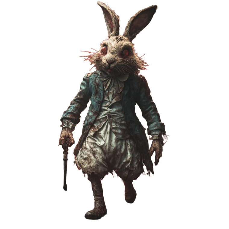 Eerie White Rabbit Vinyl Car Decal Sticker – Waterproof & UV-Resistant 8"