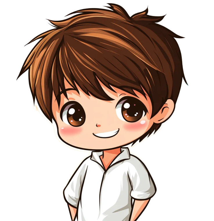 Cute Chibi Boy Vinyl Car Decal Sticker – Waterproof & UV-Resistant 8"