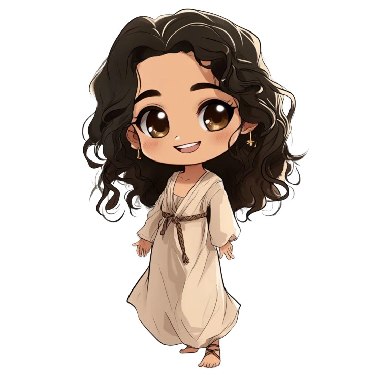 Biblical Girl Cartoon Vinyl Car Decal Sticker – Waterproof & UV-Resistant 8"