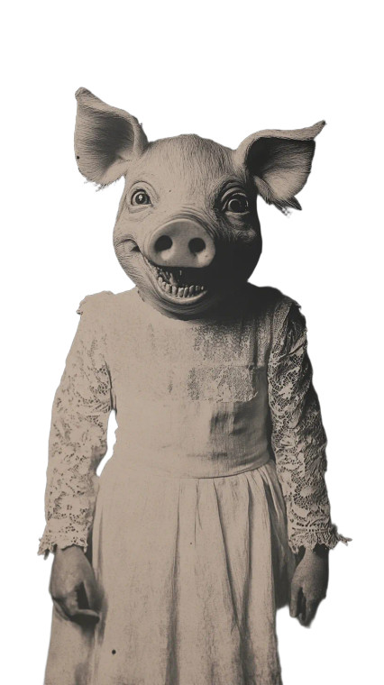 Eerie Pig Figure Vinyl Car Decal Sticker – Waterproof & UV-Resistant 8"