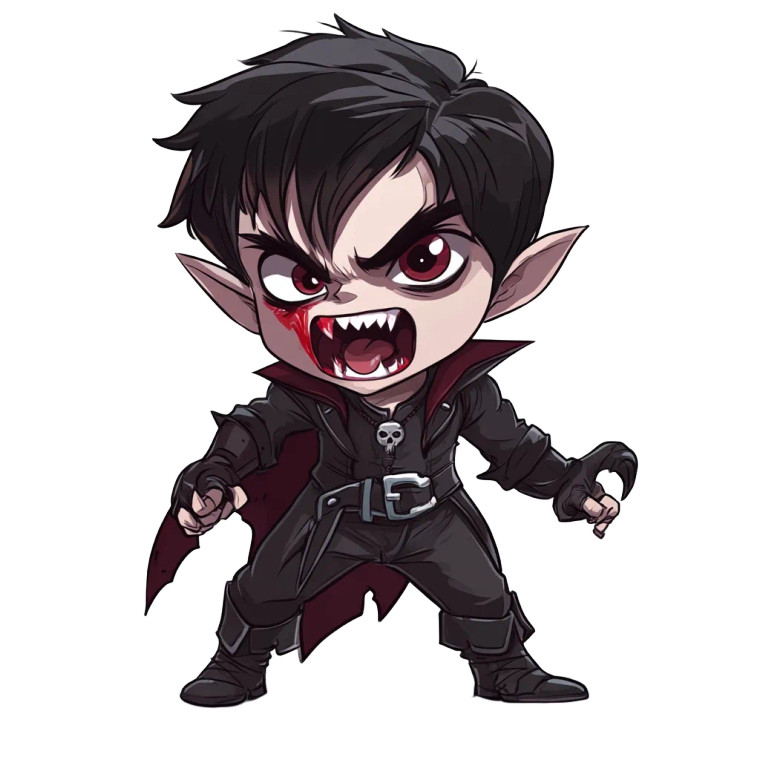 Chibi Vampire Boy Vinyl Car Decal Sticker – Waterproof & UV-Resistant 8"