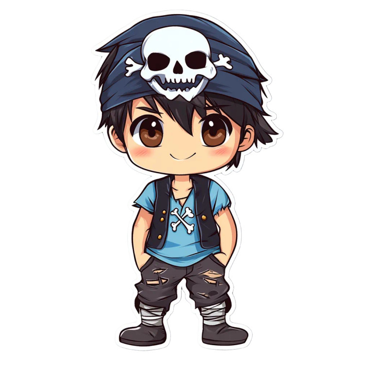 Cute Pirate Boy Vinyl Car Decal Sticker – Waterproof & UV-Resistant 8"