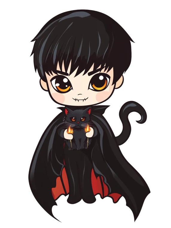 Chibi Vampire Anime Vinyl Car Decal Sticker – Waterproof & UV-Resistant 8"