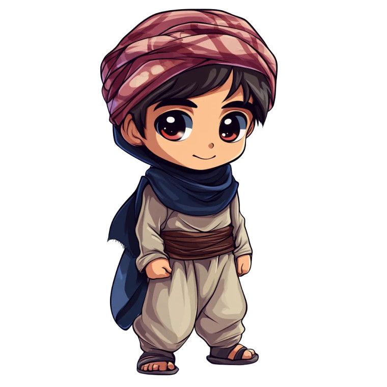 Chibi Middle Eastern Vinyl Car Decal Sticker – Waterproof & UV-Resistant 8"