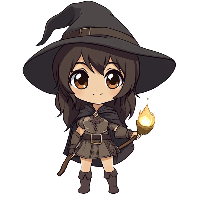 Chibi Black Mage Vinyl Car Decal Sticker – Waterproof & UV-Resistant 8"