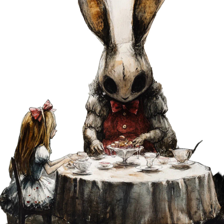 Dark Alice Tea Party Vinyl Car Decal Sticker – Waterproof & UV-Resistant 8"