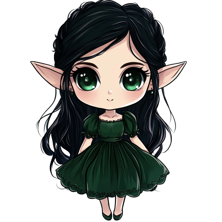 Elf Girl Chibi Vinyl Car Decal Sticker – Waterproof & UV-Resistant 8"