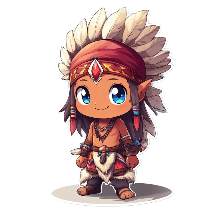 Spiritual Indian Chibi Vinyl Car Decal Sticker – Waterproof & UV-Resistant 8"