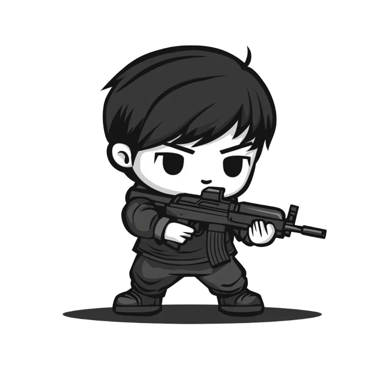 Chibi Ak-47 Icon V2 Vinyl Car Decal Sticker – Waterproof & UV-Resistant 8"