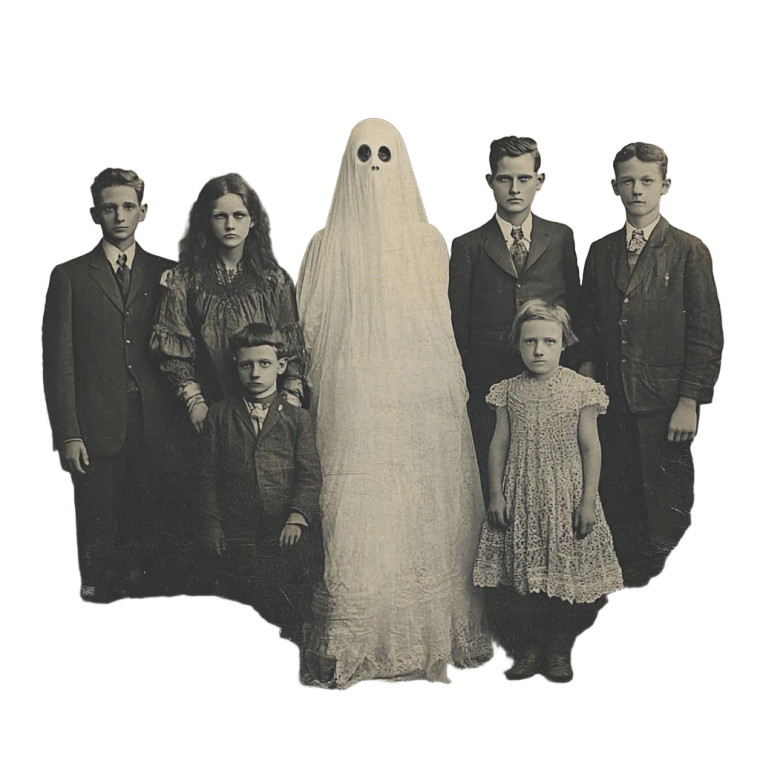 Ghostly Family Portrait Vinyl Car Decal Sticker – Waterproof & UV-Resistant 8"