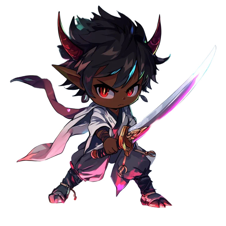 Demon Swordsman Chibi Vinyl Car Decal Sticker – Waterproof & UV-Resistant 8"