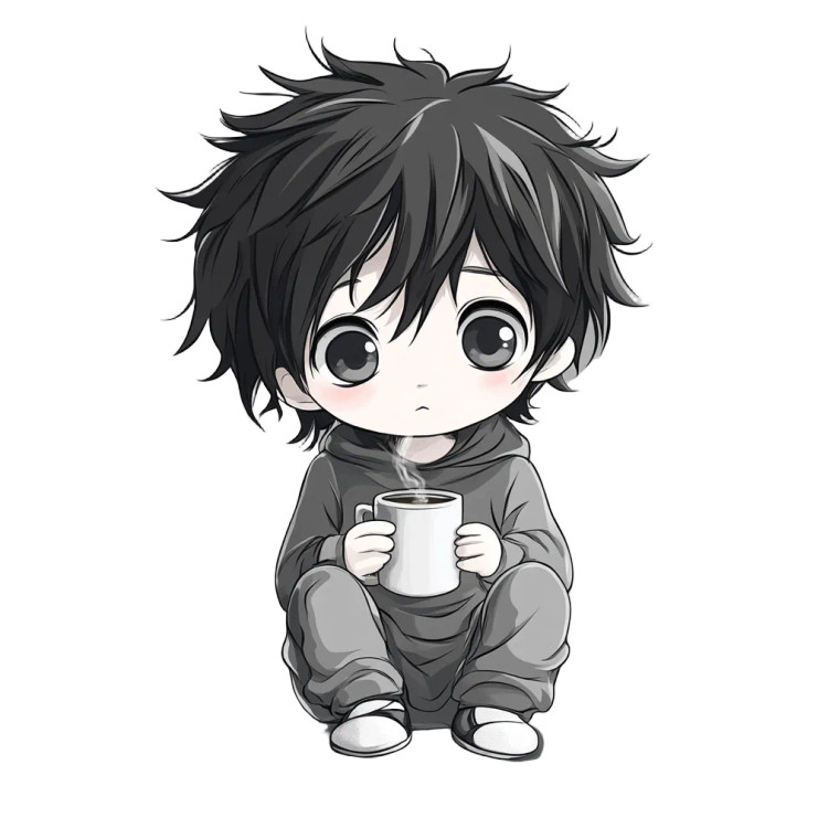 Chibi Coffee Boy Vinyl Car Decal Sticker – Waterproof & UV-Resistant 8"