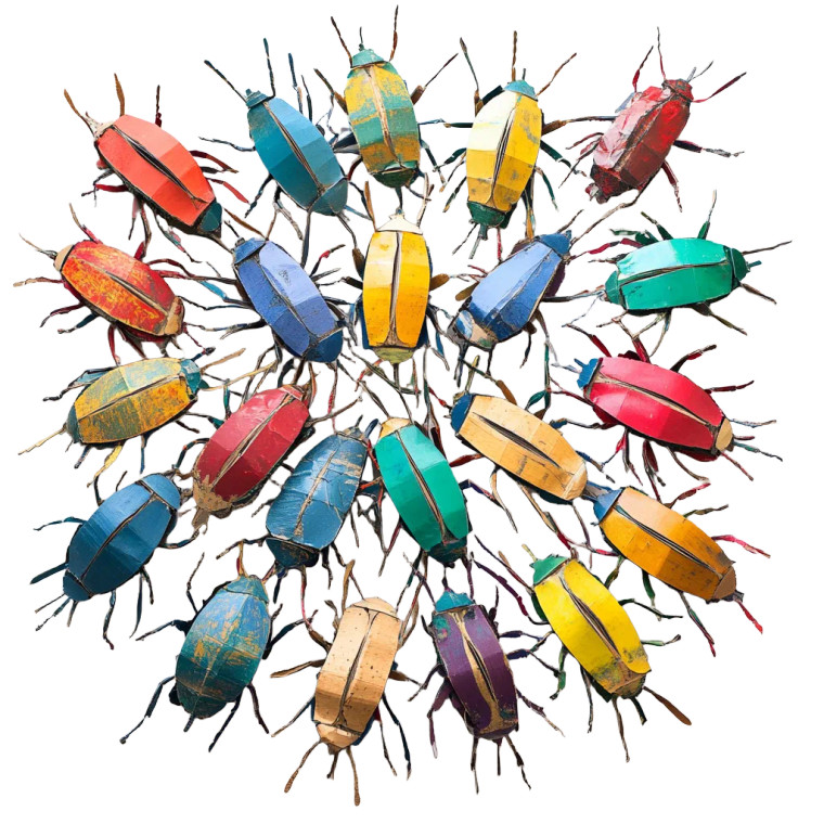 Cardboard Beetle Swarm Vinyl Car Decal Sticker – Waterproof & UV-Resistant 8"