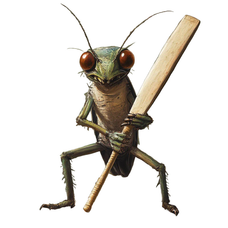 Cricket With Bat Vinyl Car Decal Sticker – Waterproof & UV-Resistant 8"