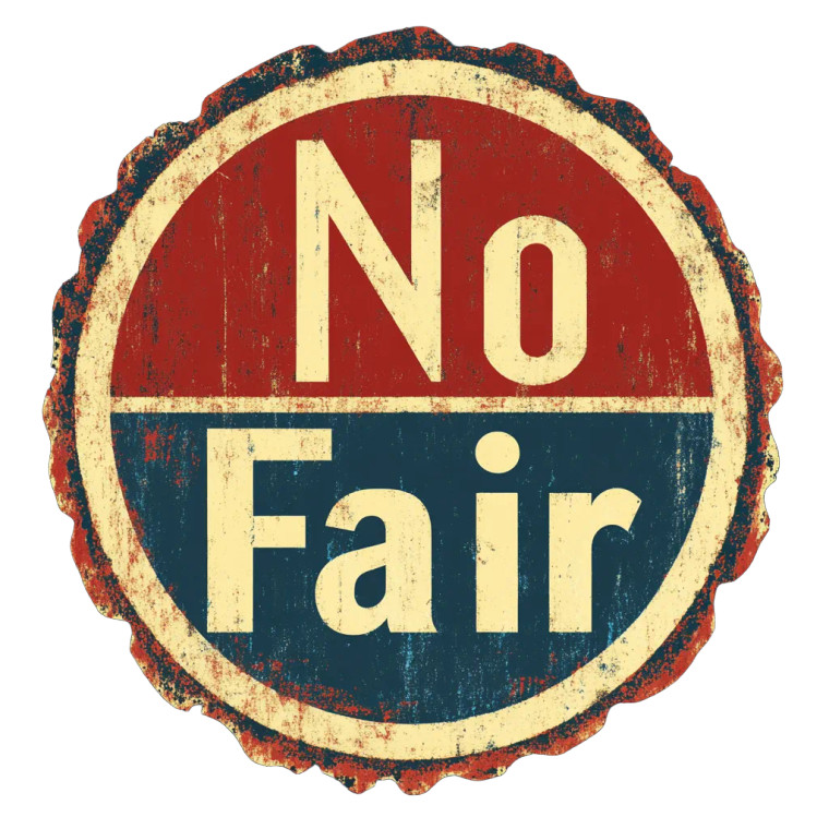 No Fair T-Shirt Vinyl Car Decal Sticker – Waterproof & UV-Resistant 8"