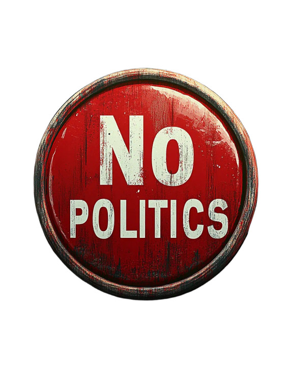 No Politics Button Vinyl Car Decal Sticker – Waterproof & UV-Resistant 8"