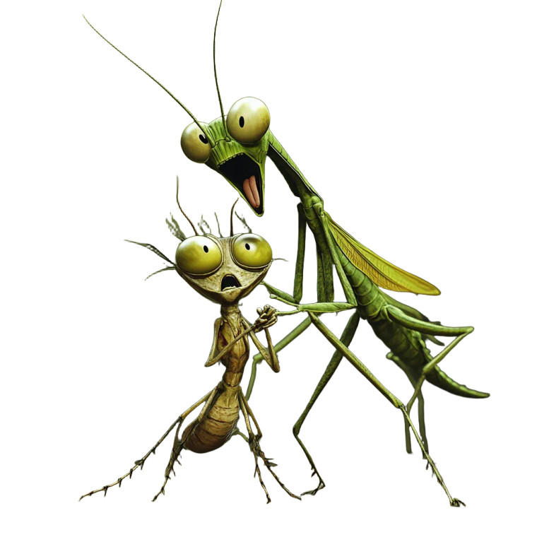 Mantis Caricature Drama Vinyl Car Decal Sticker – Waterproof & UV-Resistant 8"