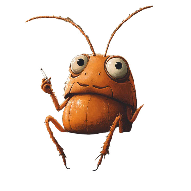 Relaxed Cartoon Cockroach Vinyl Car Decal Sticker – Waterproof & UV-Resistant 8"