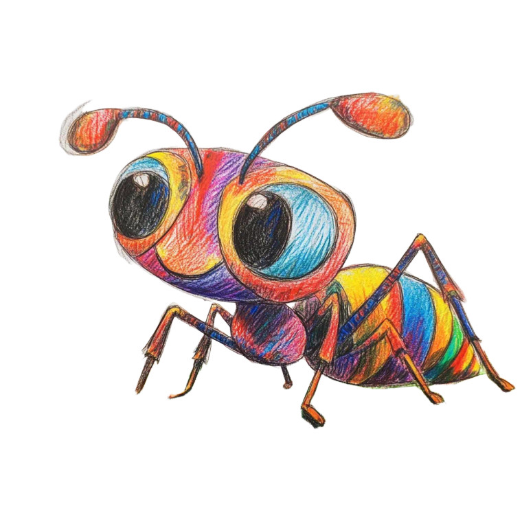 Colorful Ant Drawing Vinyl Car Decal Sticker – Waterproof & UV-Resistant 8"