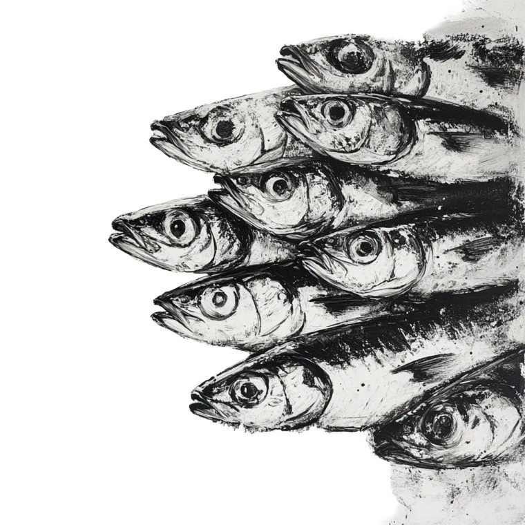 Sardines Artwork Vinyl Car Decal Sticker – Waterproof & UV-Resistant 8"