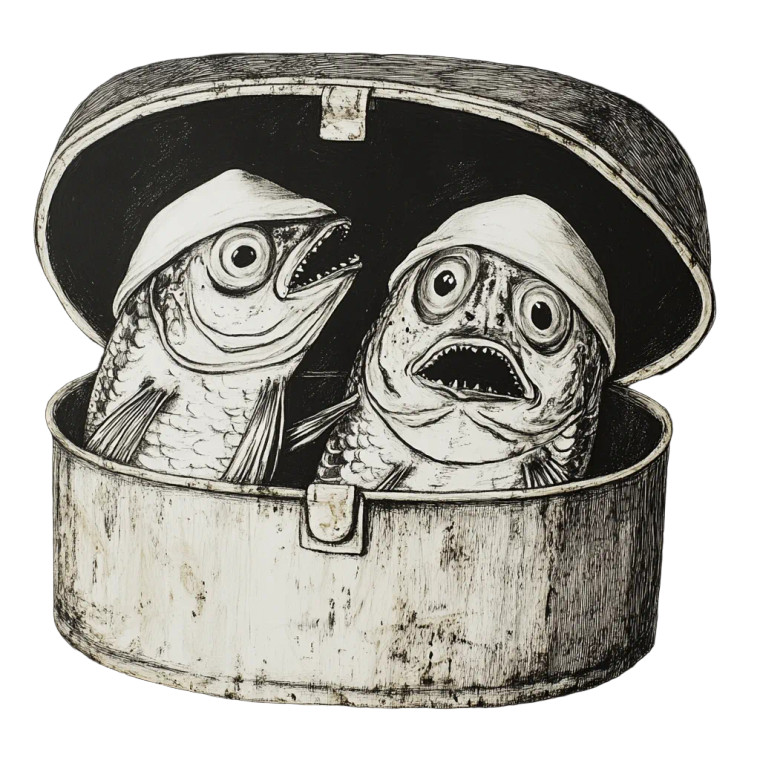 Sardines In Nightcaps Vinyl Car Decal Sticker – Waterproof & UV-Resistant 8"