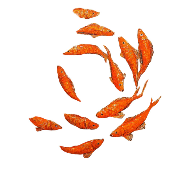 Swirling Fish Circle Vinyl Car Decal Sticker – Waterproof & UV-Resistant 8"