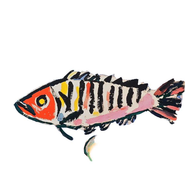 Funky Seabass Painting Vinyl Car Decal Sticker – Waterproof & UV-Resistant 8"
