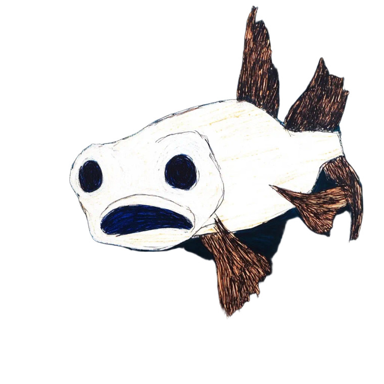 Ambitious Fish Drawing Vinyl Car Decal Sticker – Waterproof & UV-Resistant 8"