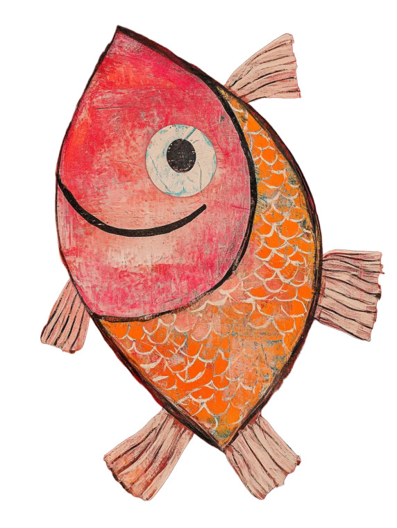 Lucky Fish Doodle Vinyl Car Decal Sticker – Waterproof & UV-Resistant 8"