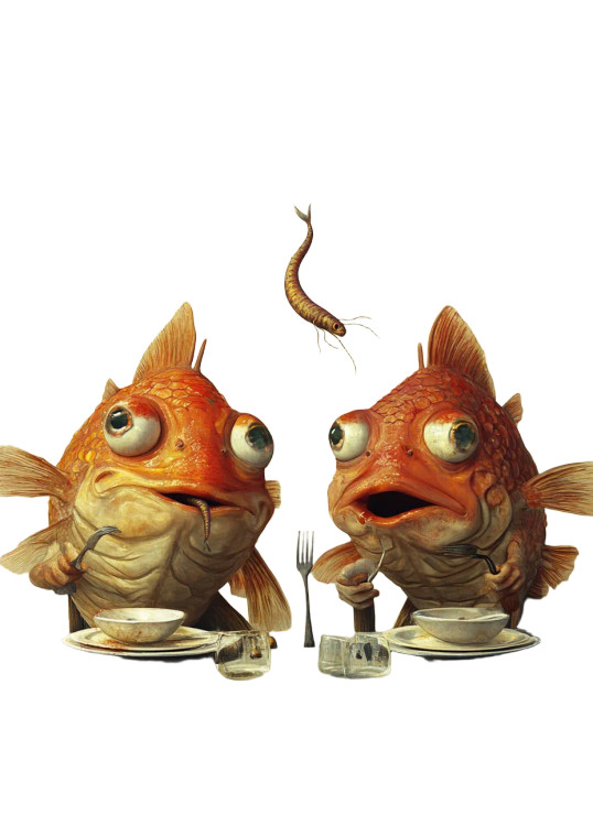 Funny Fish Dining Vinyl Car Decal Sticker – Waterproof & UV-Resistant 8"