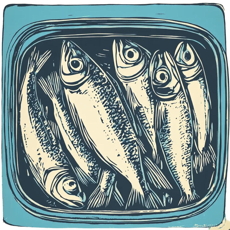 Sardines Tin Print Vinyl Car Decal Sticker – Waterproof & UV-Resistant 8"