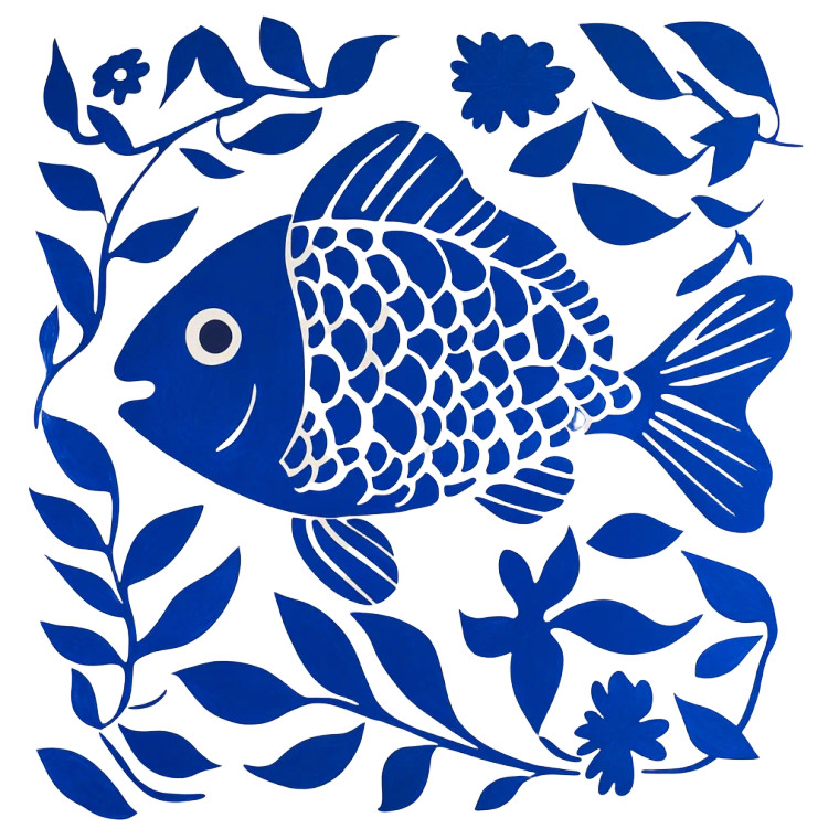 Fish And Flower Vinyl Car Decal Sticker – Waterproof & UV-Resistant 8"