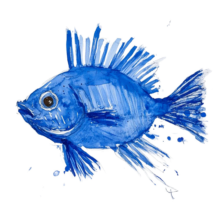 Blue Line Fish Vinyl Car Decal Sticker – Waterproof & UV-Resistant 8"