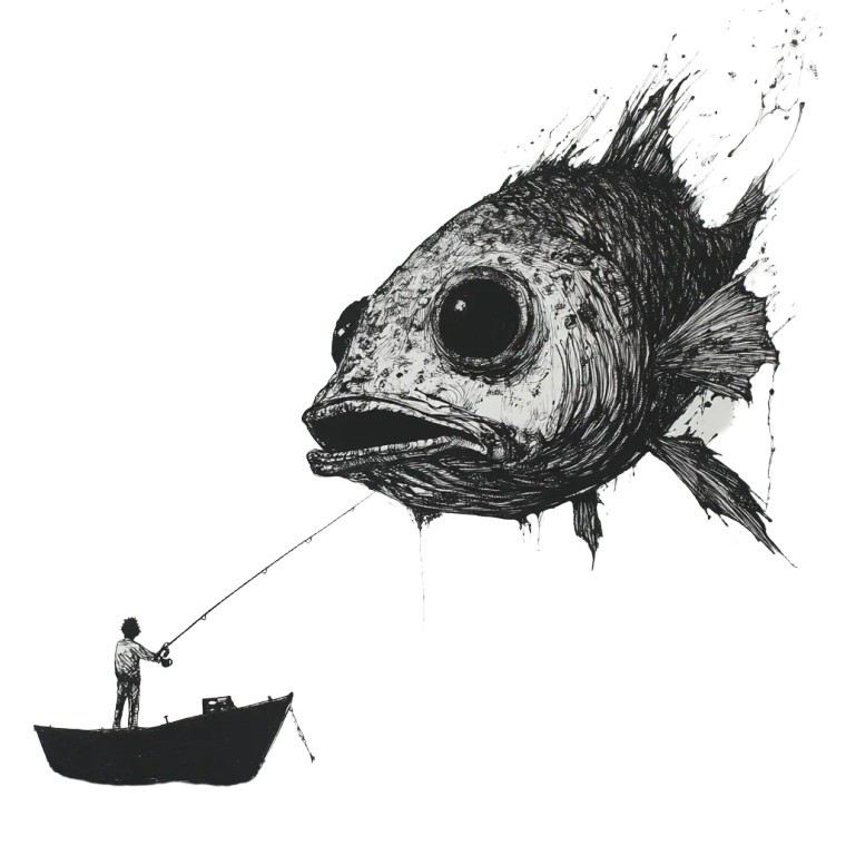 Fish Reels Man Vinyl Car Decal Sticker – Waterproof & UV-Resistant 8"