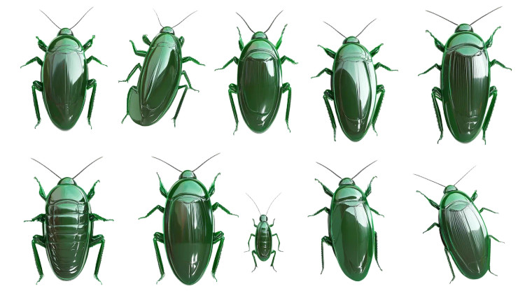 Stylized Green Cockroaches Vinyl Car Decal Sticker – Waterproof & UV-Resistant 8"
