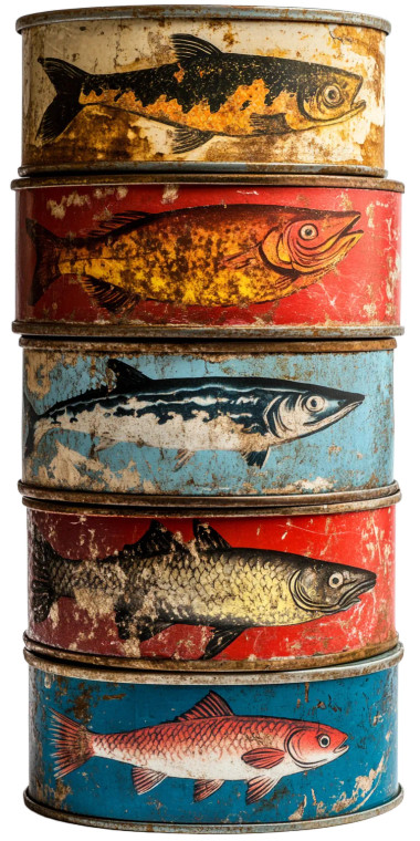 Fish Tin Labels Vinyl Car Decal Sticker – Waterproof & UV-Resistant 8"