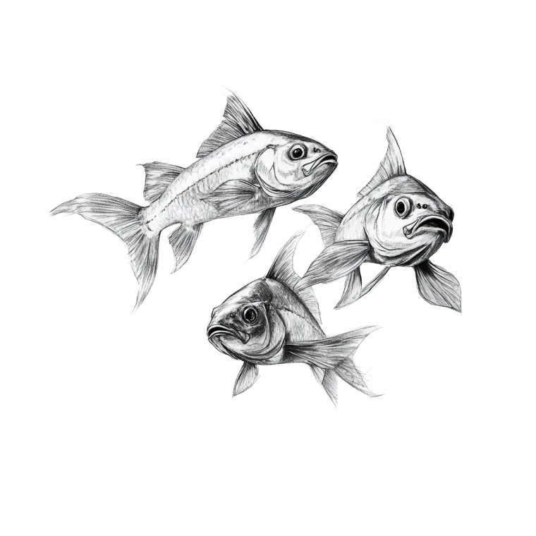 Swimming Fishes Sketch Vinyl Car Decal Sticker – Waterproof & UV-Resistant 8"